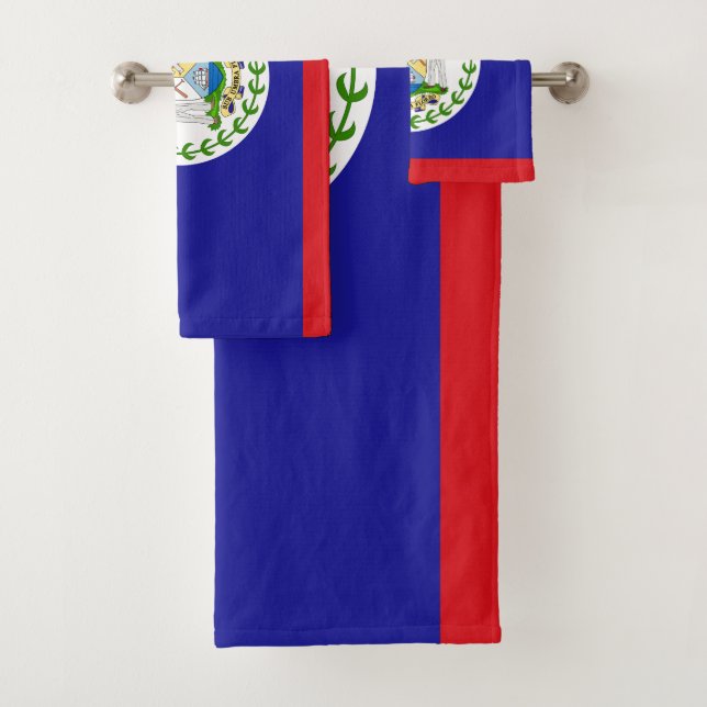 Belizean Flag Bath Towel Set (Insitu)