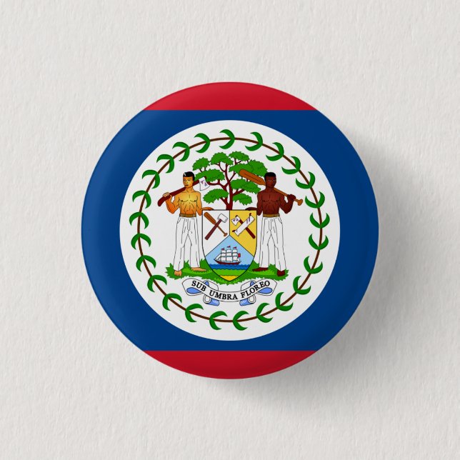 Belizean Flag, Flag of Belise 3 Cm Round Badge (Front)
