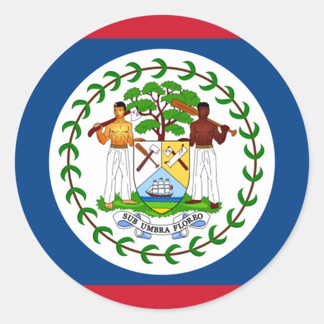 Belizean Flag, Flag of Belise Classic Round Sticker (Front)