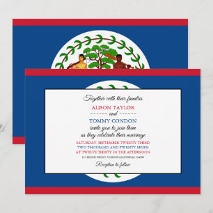 Belizean Flag, Flag of Belise Wedding Invitation