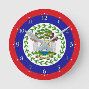 Belizean Flag Round Clock