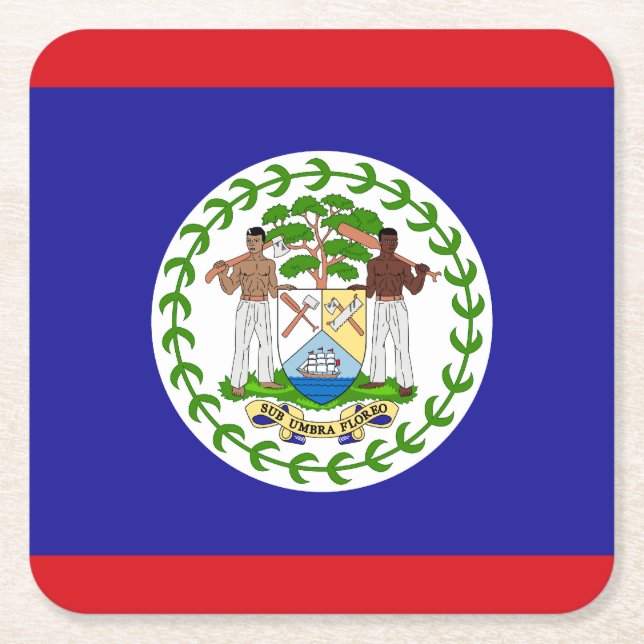 Belizean Flag Square Paper Coaster (Front)