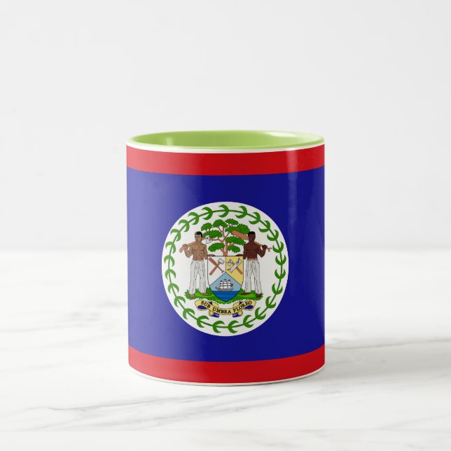 Belizean Flag Two-Tone Coffee Mug (Center)