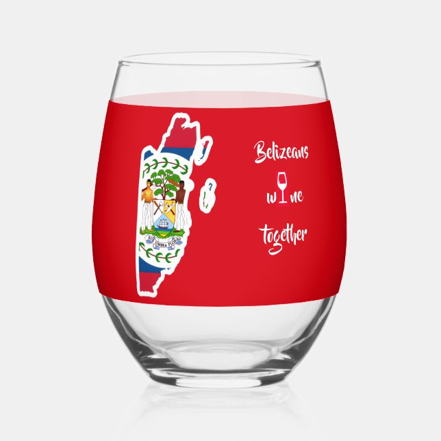 Belizeans Wine Together Stemless Wine Glass (Front)