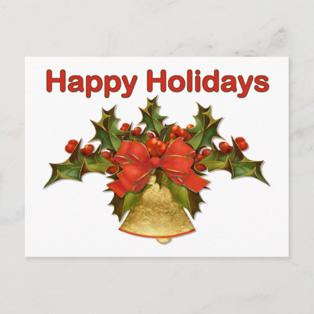 Bell and Holly Holiday Postcard (Front)