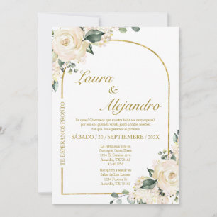 Bell frame Floral bouquet Wedding Spanish Invitation