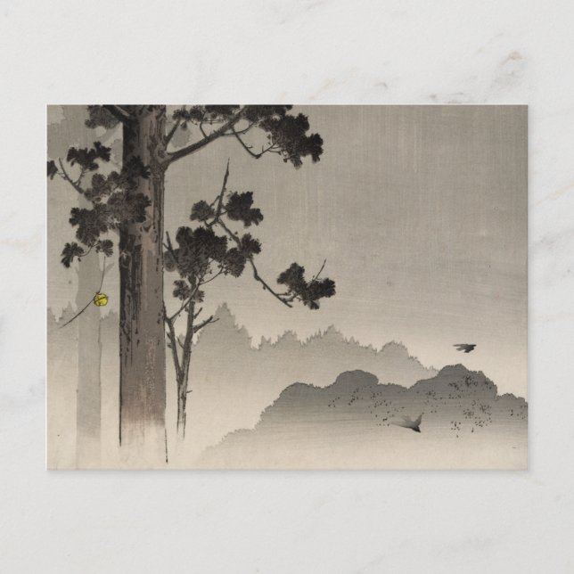 Bell hanging from a tree - Japanese Woodblock Postcard (Front)