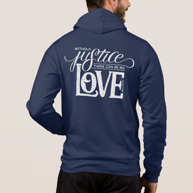 bell hooks Without Justice Navy Zip-Up Hoodie (Back)