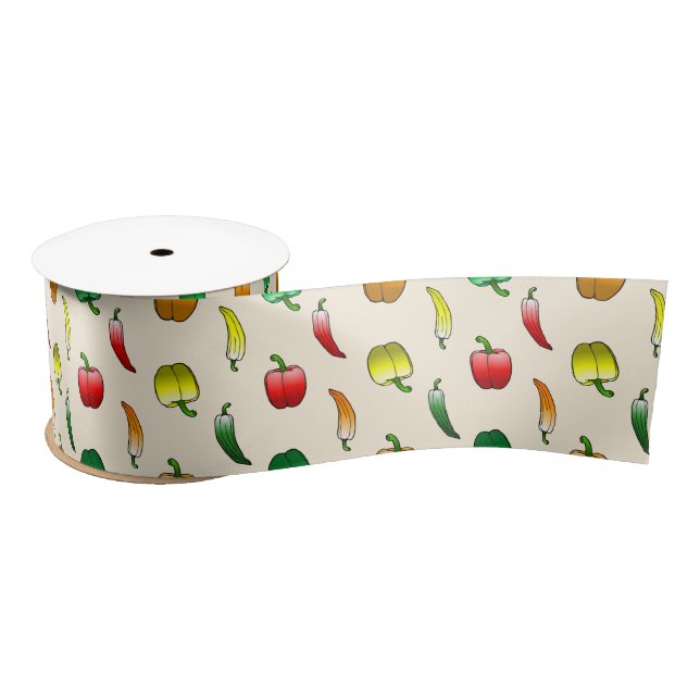 Bell Peppers and Sweet Long Peppers Satin Ribbon (Spool)