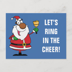 Bell Ringing Black Santa Claus Holiday Postcard