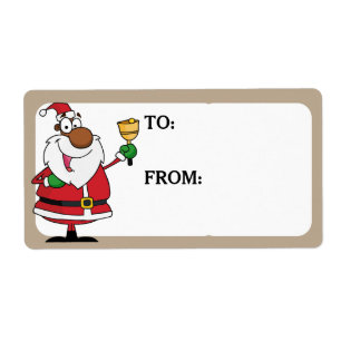 Bell Ringing Black Santa Printed Gift Label