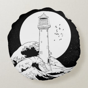 Bell Rock lighthouse Round Cushion