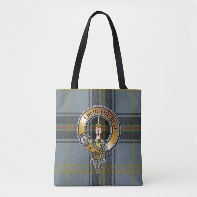 Bell Tartan & Badge Tote Bag (Front)