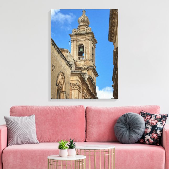 Bell Tower in Mdina, Malta. Canvas Print (Insitu(LivingRoom))