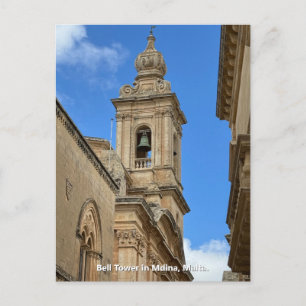 Bell Tower in Mdina, Malta. Postcard