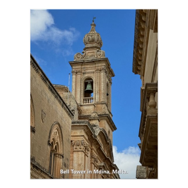 Bell Tower in Mdina, Malta. Poster (Front)