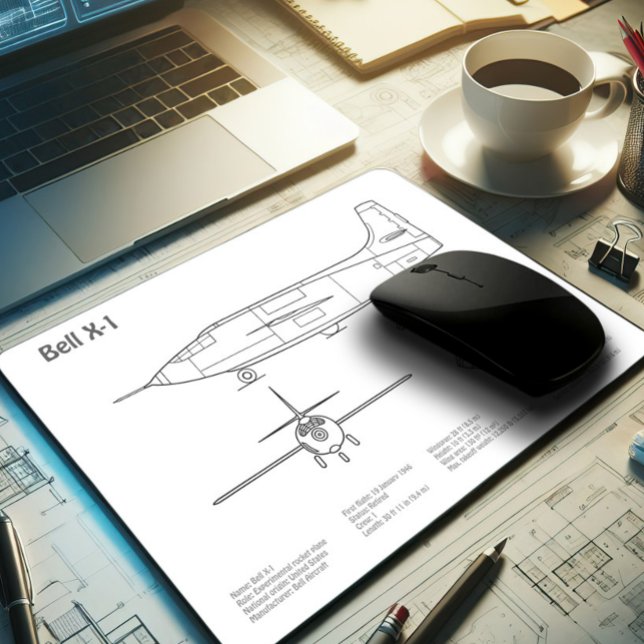 Bell X-1 - Aeroplane Blueprint Plans BD Mouse Pad (Creator Uploaded)