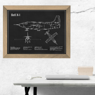 Bell X-1 - Aeroplane Blueprint Plans PD Photo Print