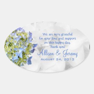 Bella Blue Wedding Hydrangea Oval Favour Labels