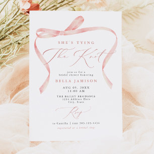 BELLA Blush Bow She's Tying the Knot Bridal Shower Invitation