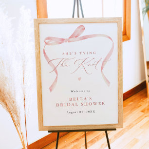 BELLA Blush Bow She's Tying the Knot Bridal Shower Poster