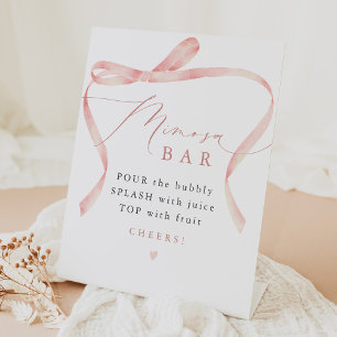 BELLA Blush Bow She's Tying the Knot Mimosa Bar Pedestal Sign