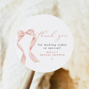 BELLA Blush Bow She's Tying the Knot Thank You Classic Round Sticker
