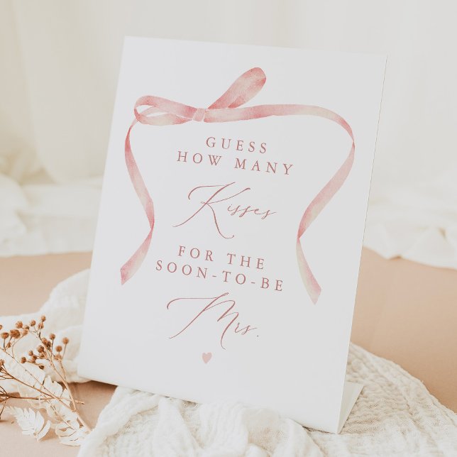BELLA Blush Bow Tying the Knot Kisses for Mrs Pedestal Sign (Creator Uploaded)