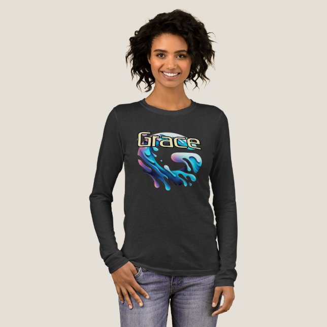 Bella+Canvas Tri-blend Long Sleeve Shirt, Solid Bl Shirt (Full Front)