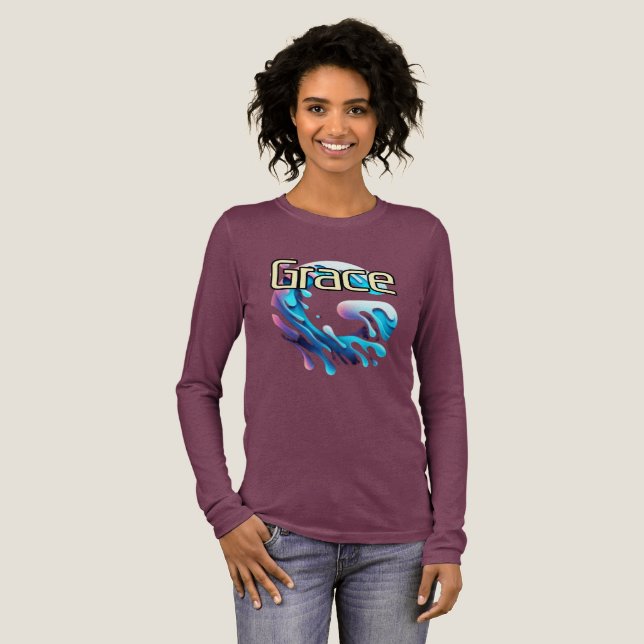 Bella+Canvas Tri-blend Long Sleeve Shirt, Solid Bl Shirt (Full Front)