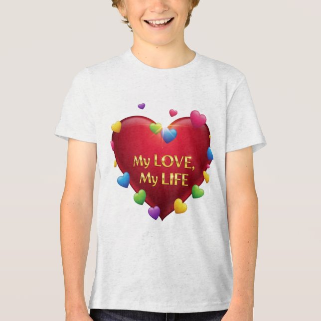 Bella+Canvas Youth 'My Love My Life' T-Shirt with  Tri-Blend Shirt (Front)