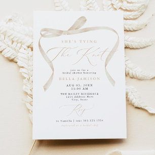 BELLA Ivory Bow She's Tying the Knot Bridal Shower Invitation
