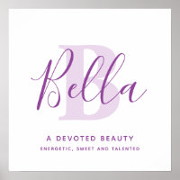 Bella name meaning shades of purple text custom