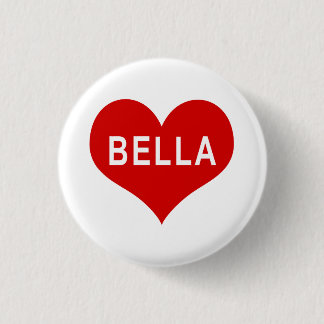 BELLA NAME Red Love Heart Button
