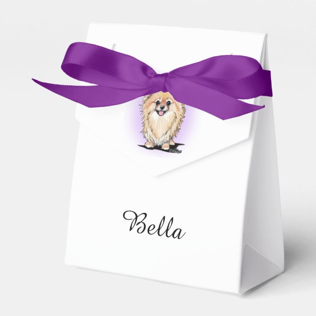 Bella Pomeranian Party Favour Bag Box (Front Side)