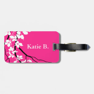 Bella Swirling Vines Cherry Blossom fuchsia Luggage Tag