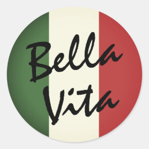 Bella Vita Italian Flag Round Label Stickers