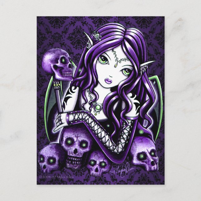 "Belladonna" Gothic Purple Skull Fairy Postcard (Front)