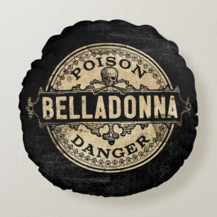 Belladonna Vintage Style Poison Label Round Cushion