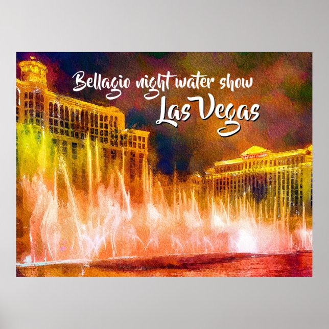Bellagio night water show Las Vegas Poster (Front)