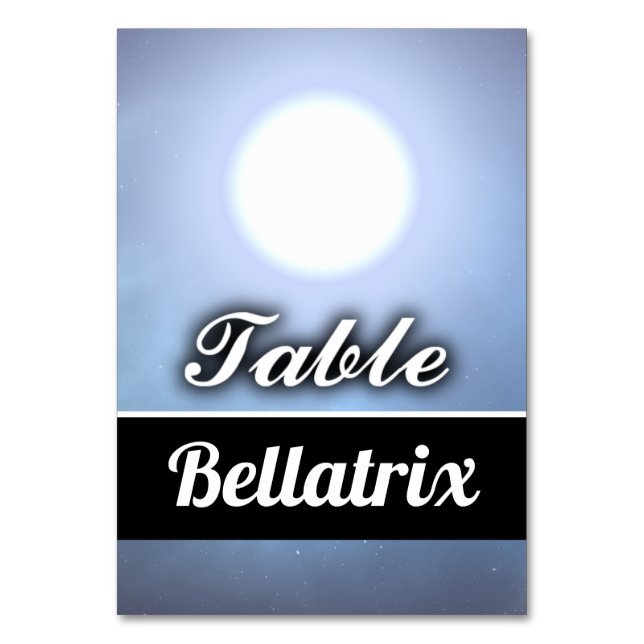Bellatrix Table Number (Front)