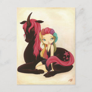 Belle and Night - fantasy rainbow goth unicorn Postcard