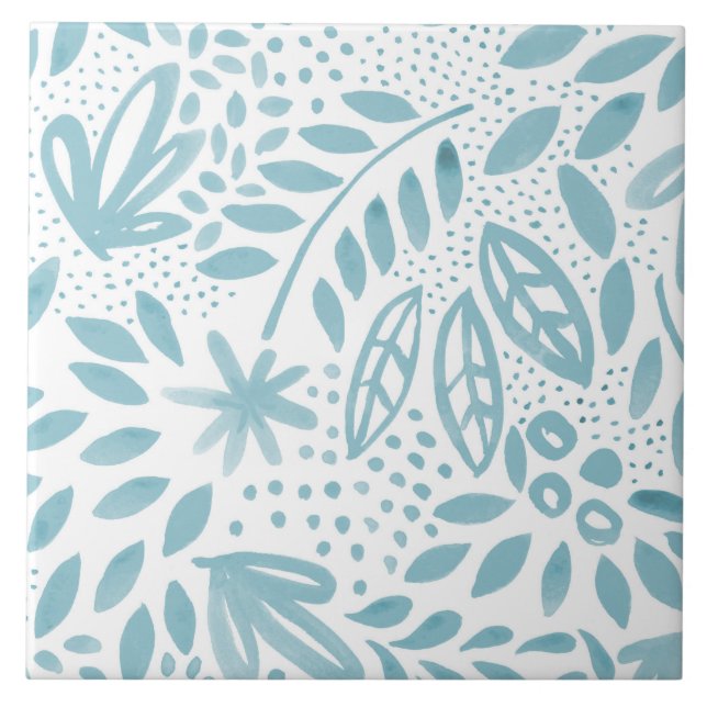 Belle Blue Floral Ceramic Tile (Front)