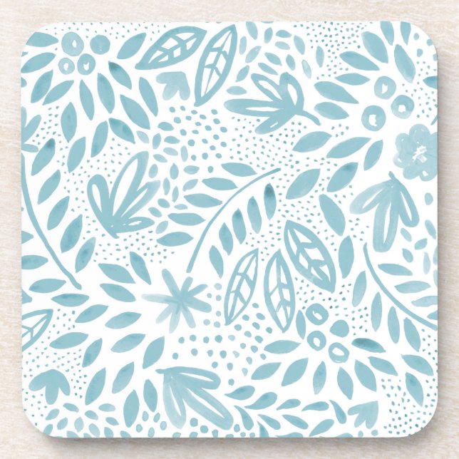 Belle Blue Floral Coaster Set (Front)