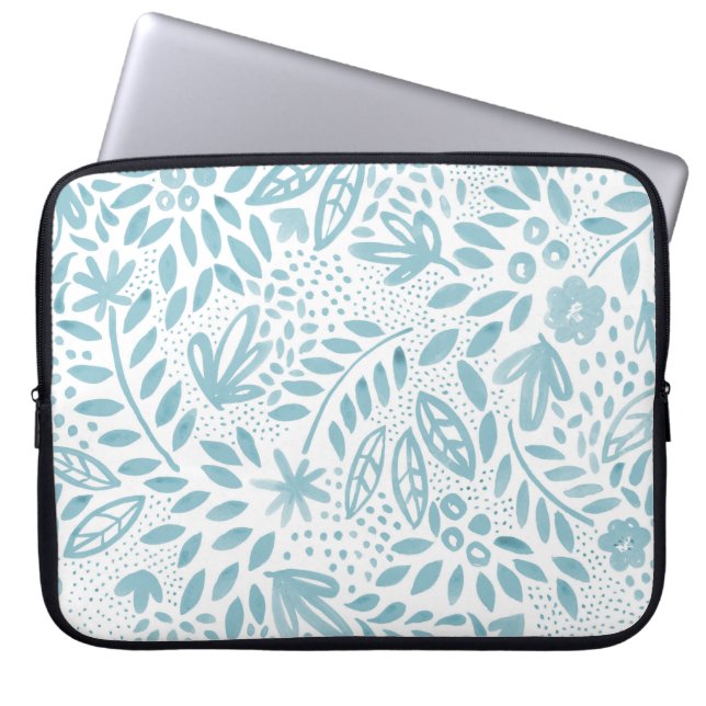 Belle Blue Floral Laptop Sleeve (Front)