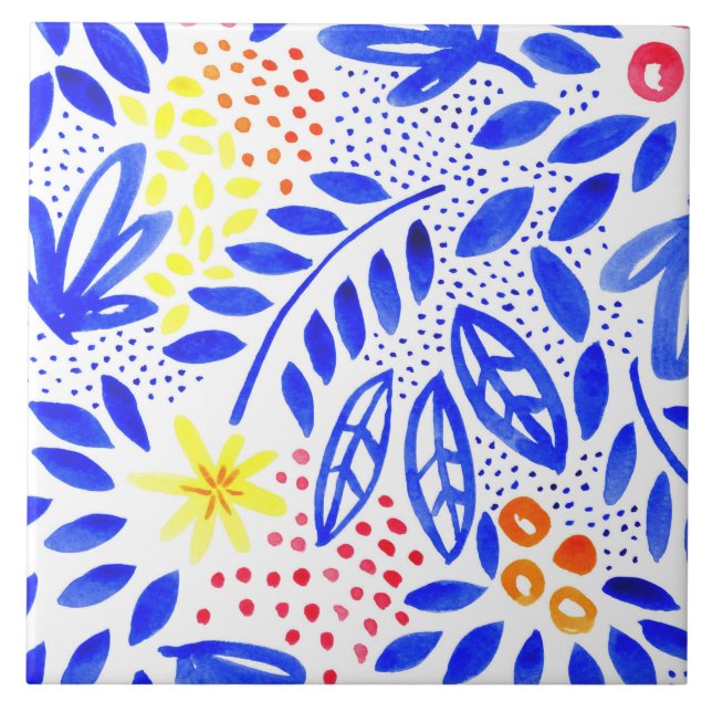 Belle Bold Floral Ceramic Tile - 1 (Front)