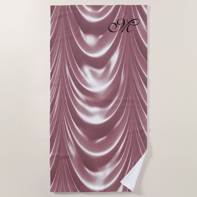 Belle Drape Petal Elegant Pattern Monogram Beach Towel (Front)