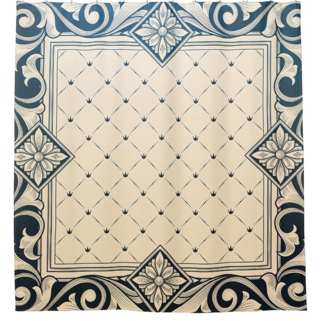 belle époque,art nouveau, victorian,floral,beige,b shower curtain (Front)