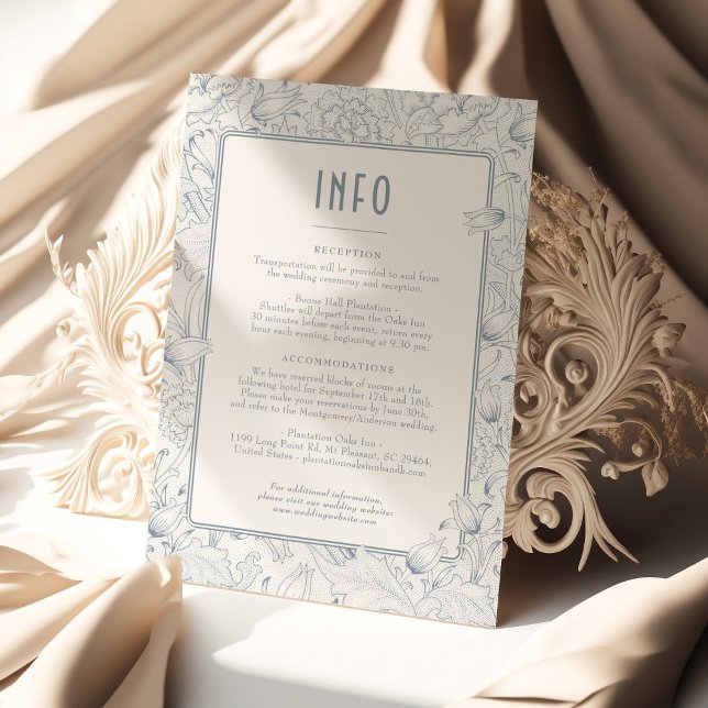 Belle Époque Elegance: Dusty Blue Wedding Details Invitation (Creator Uploaded)