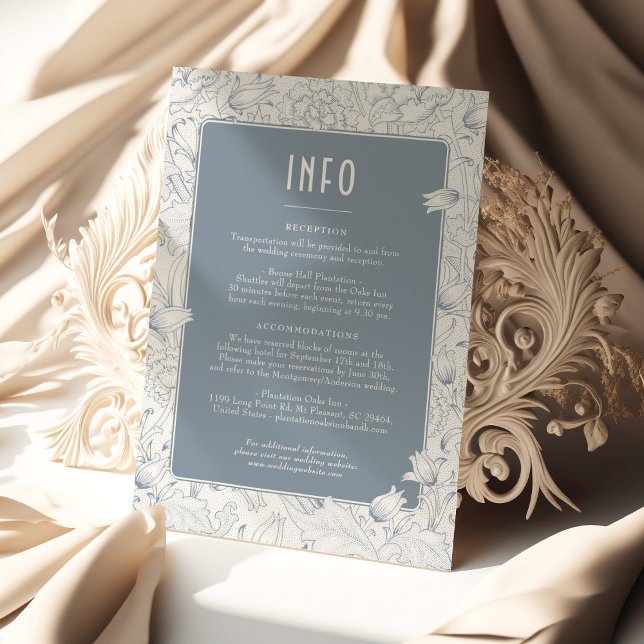 Belle Époque Elegance: Dusty Blue Wedding Details Invitation (Creator Uploaded)